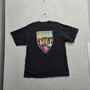 VINTAGE Highlander Men Shirt XL  Black Castle Shield Tee 90s USA Movie Promo